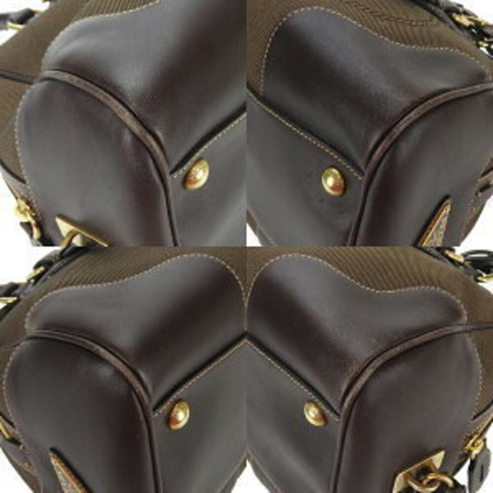 Prada canvas jacquard plate leather Black logo handbag - Picture 5 of 10